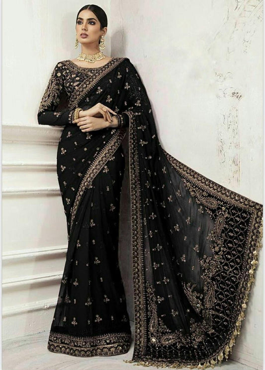 Maria b net saree - Shiwani Apparels