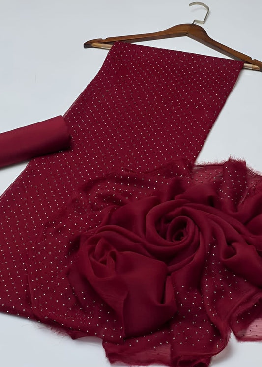 Diamond Stone Stitch Chiffon Suit - Shiwani Apparels