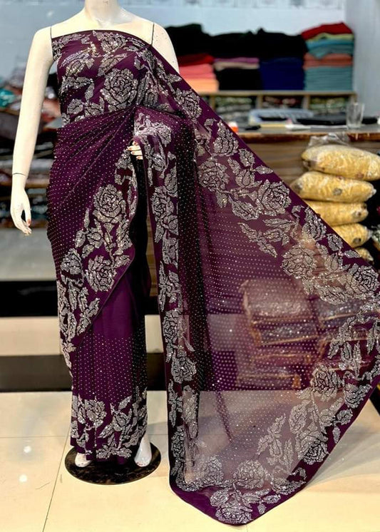 Gulaab Stone Saree - Shiwani Apparels