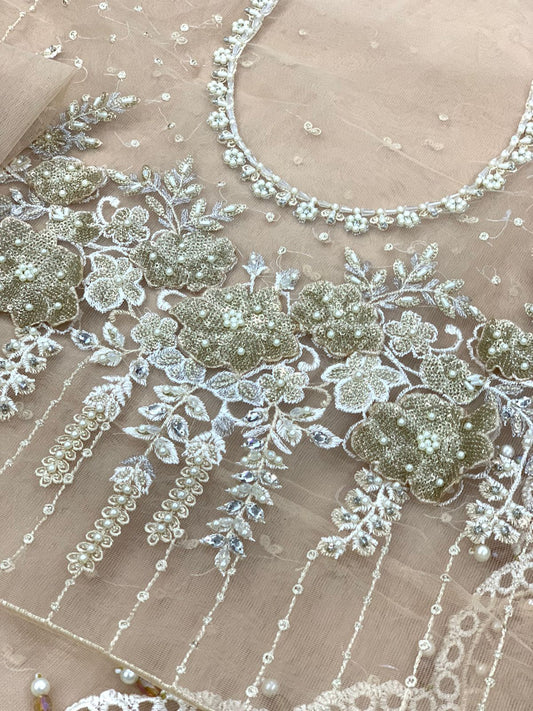 Maria B Exclusive Saree 2024 Heavy Embroidered Net with Adda Work