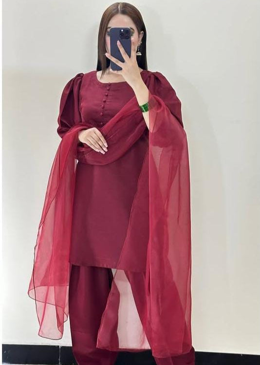 Regal Farshi Silk Ensemble (Stitched) - Shiwani Apparels