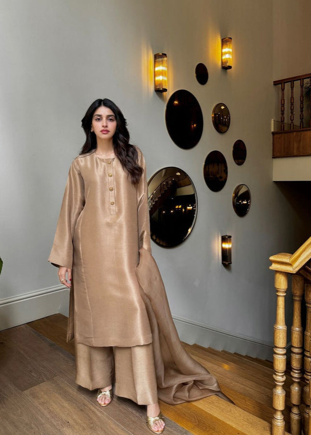 Regal Farshi Silk Ensemble (Stitched) - Shiwani Apparels
