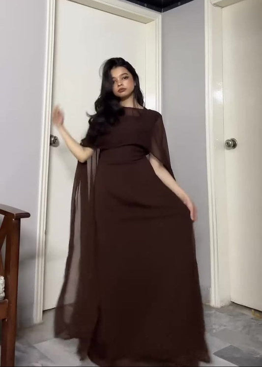 Chiffon Royal Grace Cape Shawl Dress - Shiwani Apparels