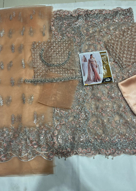 Maria B Embroidered Net Saree – Elegance Redefined ✨ - Shiwani Apparels