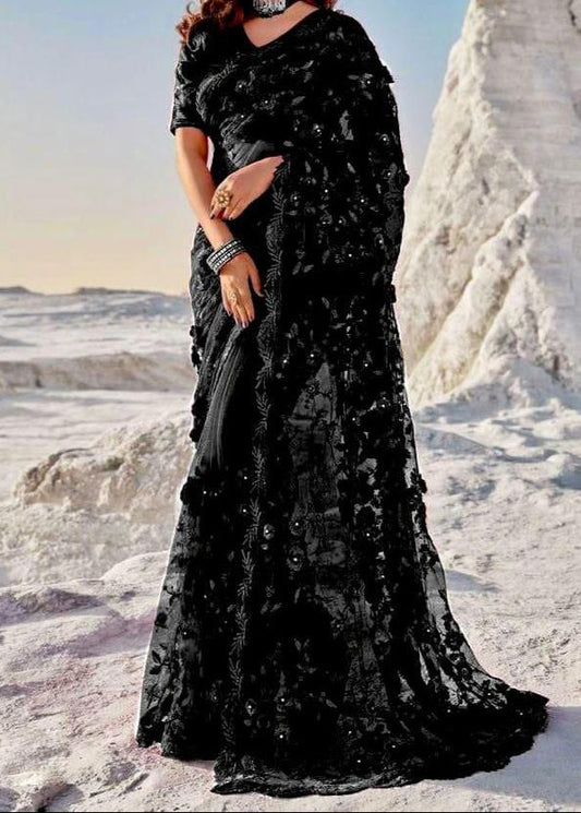 India stylish saree black - Shiwani Apparels