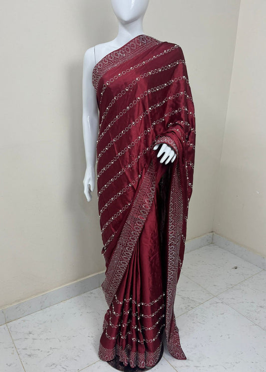 Rahine stone silk saree - Shiwani Apparels