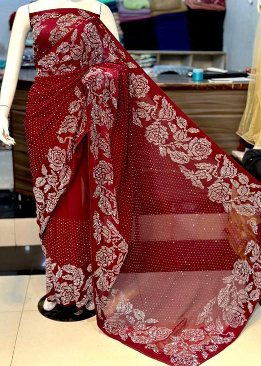 Gulaab Stone Saree - Shiwani Apparels
