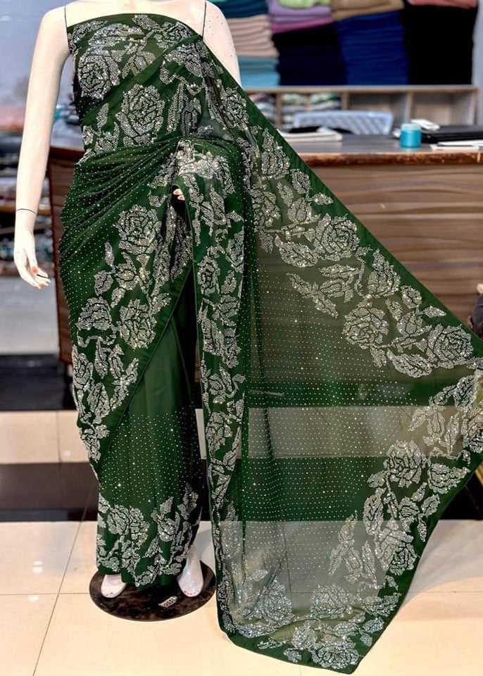 Gulaab Stone Saree - Shiwani Apparels