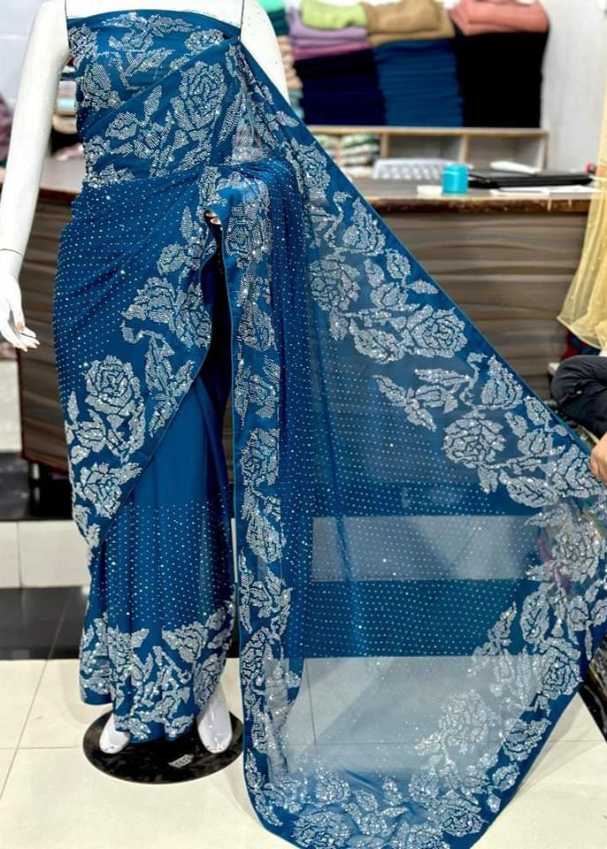Gulaab Stone Saree - Shiwani Apparels