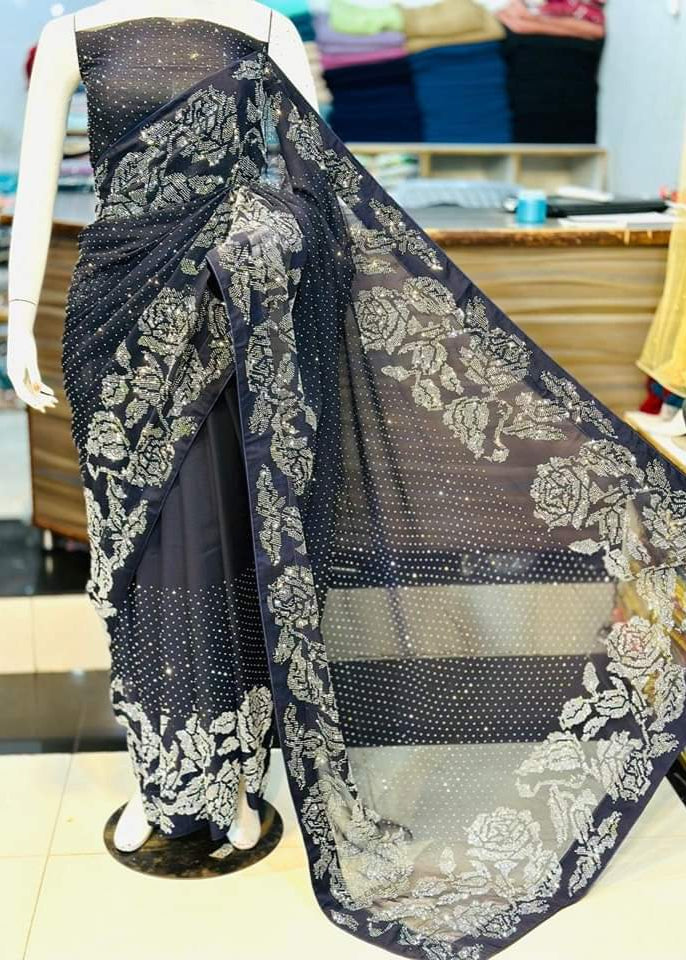 Gulaab Stone Saree - Shiwani Apparels
