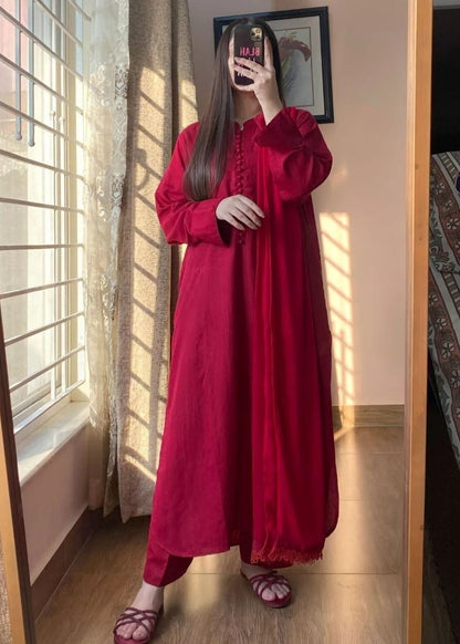 Royal Grace – 3PC Long Shirt Dress - Shiwani Apparels