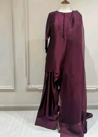 Regal Farshi Silk Ensemble (Stitched) - Shiwani Apparels